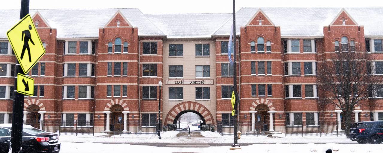 Exterior view of Secchia Hall